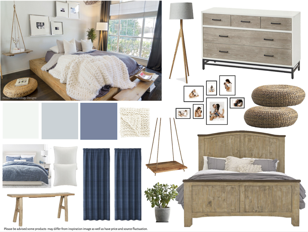 Board 15 - Master Bedroom - Bedroom - $1000-$5000 - White - Blue - Brown - Scandinavian