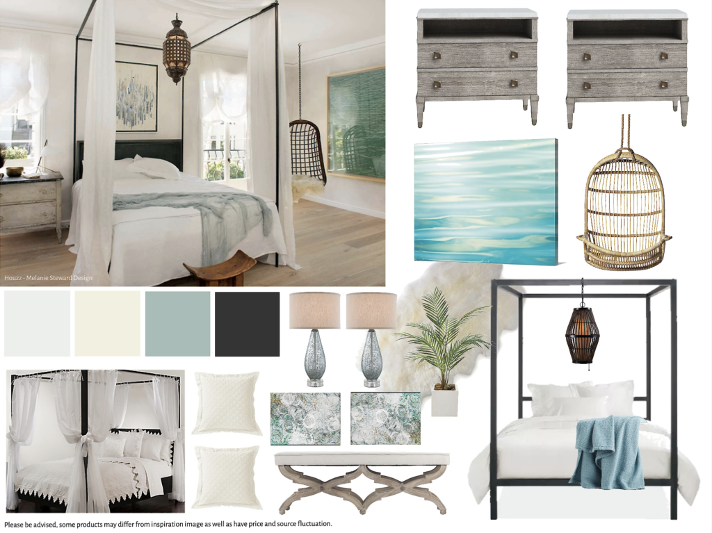 Board 4 - Master Bedroom - Bedroom - $5000-$7500 - White - Ivory - Mint - Tan - Black - Neutral - Shabby Chic - Boho