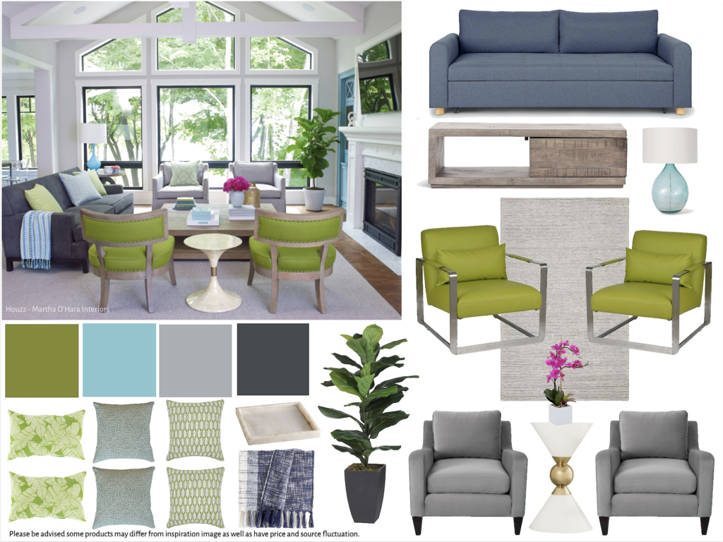 Board 3 - Living Room - Family Room - $5000-$7500 - Green - Teal - White - Gray - Blue - Coastal - Beach Style - Transitional